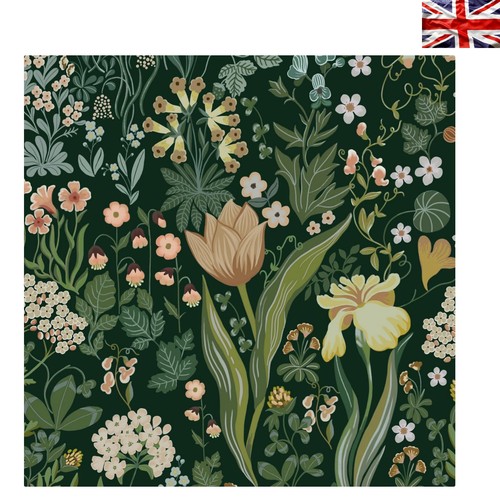 Lush green floral wallpaper - green,