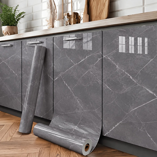 Light grey marble gloss vinyl - grey,