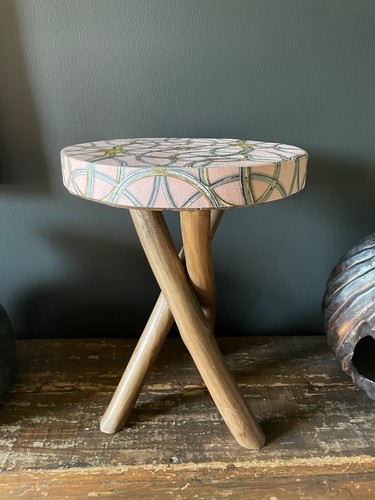 Upcycled teak wood stool side - upcycled,