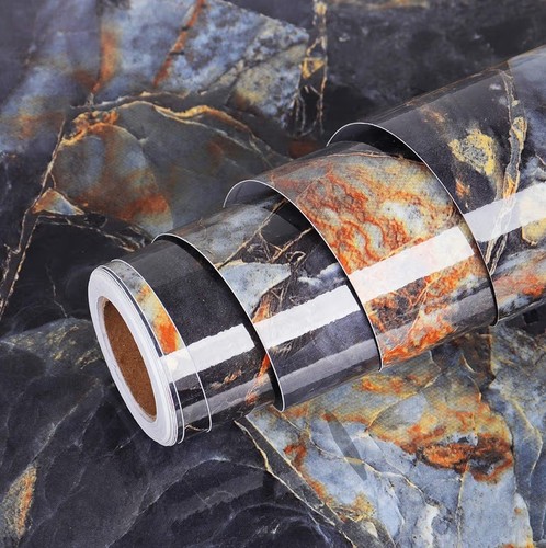 Blue gold marble self adhesive - gold,